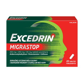 Excedrin MigraStop, 250 mg + 250 mg + 65 mg, tabletki powlekane, 20 szt.