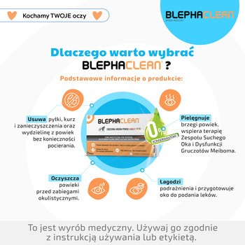 Blephaclean, chusteczki sterylne do codziennej higieny powiek, 20 szt.