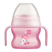 MAM Starter Cup, kubek startowy niekapek z miękkim ustnikiem i uchwytami, 4 m+, różowy, 150 ml