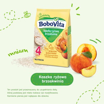 BoboVita, kaszka ryżowa, brzoskwinia, 4 m+, 180 g