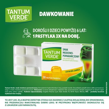 Tantum Verde smak miodowo-pomarańczowy, 3 mg, pastylki twarde, 30 szt.