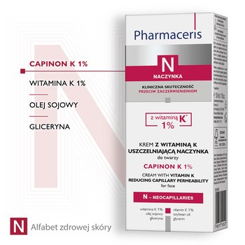 Pharmaceris N Capinon K 1%, krem z witaminą K uszczelniającą naczynka, 30 ml