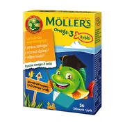 Mollers Omega-3 Rybki, żelki, smak pomarańczowo-cytrynowy, 36 szt.