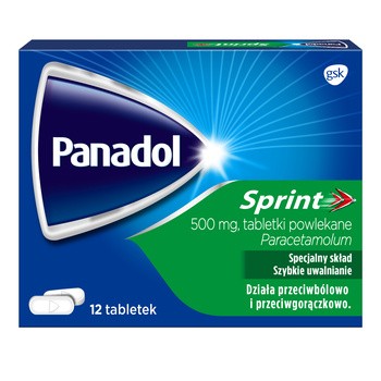 Panadol Sprint, 500 mg, tabletki powlekane, 12 szt.