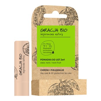 Gracja Bio, ochronno-pielęgnacyjna pomadka do ust, noni, 5 g