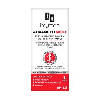 AA Intymna Advanced Med+, Specjalistyczna emulsja do higieny intymnej pH 3,5, 300 ml