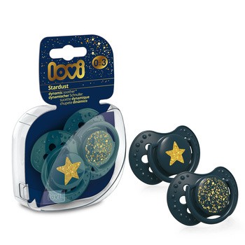 Canpol Lovi Stardust, smoczek silikonowy uspokajający, dynamiczny 0-3 m, zielony, 2 szt.