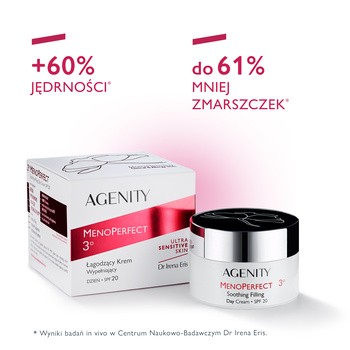 Agenity MenoPerfect 3°, łagodzący krem wypełniający na dzień SPF 20, 50 ml