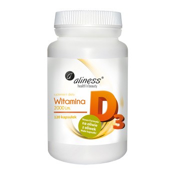 Aliness Witamina D3, 2000 j.m., kapsułki miękkie, 120 szt.