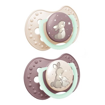 Canpol Lovi, smoczek silikonowy dynamiczny, Night&Day Girl, 0-6m, 2 szt.