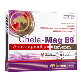 Olimp Labs Chela-Mag B6 Ashwagandha + żeń-szeń, kapsułki, 30 szt.