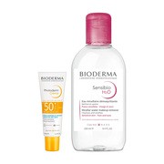 Zestaw Bioderma, Photoderm Creme, krem do skóry suchej, SPF 50+, 40 ml + Sensibio H2O, woda micelarna do oczyszczania i demakijażu skóry wrażliwej, 250 ml