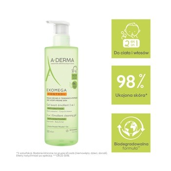Aderma Exomega Control, żel emolient do mycia 2w1, 500 ml