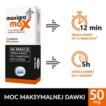 Maxigra Max, 50 mg, tabetki powlekane, 2 szt.