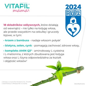 Vitapil Mama, wypadanie włosów po ciąży i podczas karmienia piersią, kapsułki twarde, 60 szt.