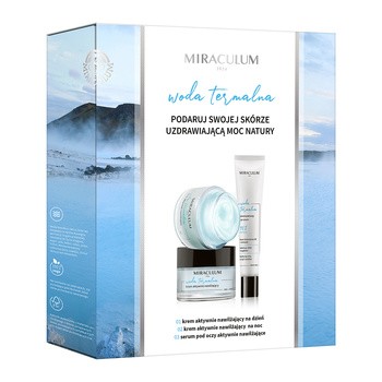 Zestaw Promocyjny Miraculum Woda Termalna, krem aktywnie nawilżający na dzień, 50 ml + krem aktywnie nawilżający na noc, 50 ml + serum pod oczy, 20 ml