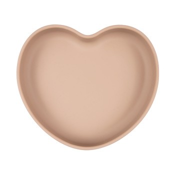 Canpol Babies, silikonowy talerz z przyssawką, Serce, 6 m+, beżowy, 1 szt.