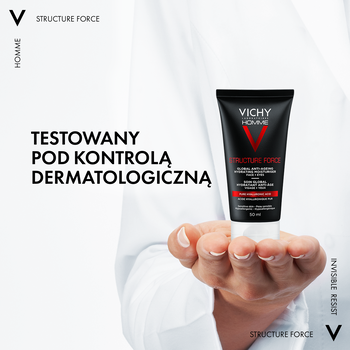 Vichy Homme Structure Force, przeciwzmarszczkowy krem wzmacniający z kwasem hialuronowym, 50 ml