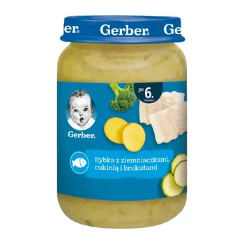 Gerber, Rybka z ziemniaczkami, cukinią i brokułami, 6 m+, 190 g