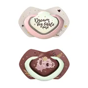 Canpol Babies, smoczek silikonowy symetryczny, light touch, Sleepy Koala, pink, 0-6 m, 2 szt.