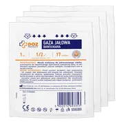 Zestaw 4x DOZ PRODUCT, gaza jałowa, bawełniana, 17-nitkowa, 1/2 m2, 1 szt.