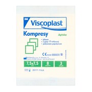 Viscoplast, kompresy gazowe jałowe, 17 nitkowe, 7,5 x 7,5 cm, 8 warstwowe, 3 szt.