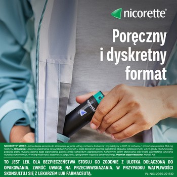 Nicorette Spray,1mg/ dawkę, aerozol do stosowania w jamie ustnej, 1 dozownik (150 dawek)