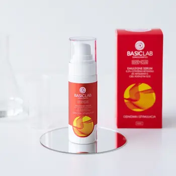 BasicLab Esteticus, emulsyjne serum 0,5% retinolu, 4% wit. C, CBD, koenzym Q10, 30 ml