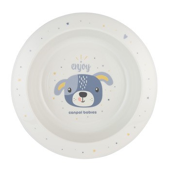 Canpol Babies, miska plastikowa Cute Animals, 270 ml, niebieski, 1 szt.
