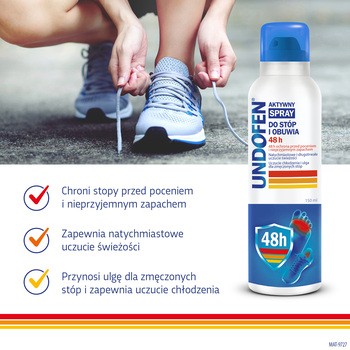 Undofen, aktywny spray do stóp i obuwia 48h, 150 ml