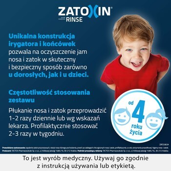 Zatoxin Rinse Zestaw do płukania nosa i zatok, 12 saszetek + irygator