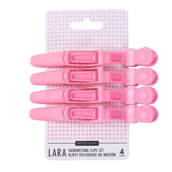 Sister Young, Lara, klipsy fryzjerskie, Pink, 4 szt.