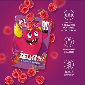 BeRaw! Kids, malina z chrupkami, żelki owocowe, 35 g