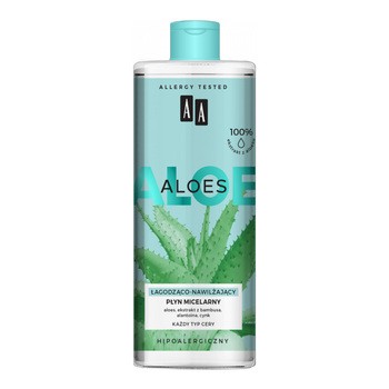 AA Aloes, 100% Aloe Vera Extract, płyn micelarny łagodząco-nawilżający, 400 ml