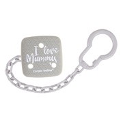 Canpol Babies, łańcuszek do smoczka uspokajającego I LOVE MUMMY, szary, 1 szt.
