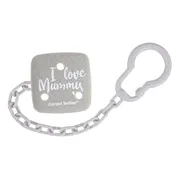 Canpol Babies, łańcuszek do smoczka uspokajającego I LOVE MUMMY, szary, 1 szt.