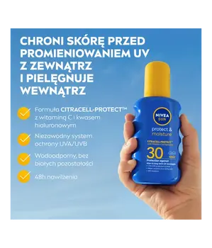 Nivea Sun Protect & Moisture, nawilżający spray do opalania, SPF 30, 200 ml