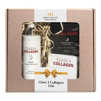 Noble Health, Zestaw Class A Collagen TRIO, krem rozświetlający na dzień, 50 g + krem liftingujący na noc, 50 g + tonik, 200 g