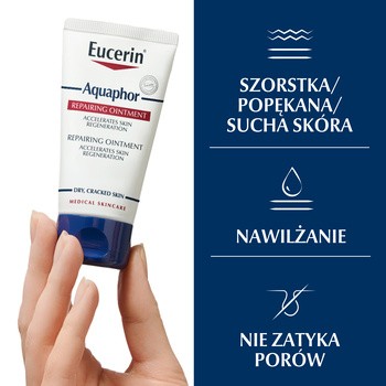 Eucerin Aquaphor, maść regenerująca do skóry suchej, popękanej i podrażnionej, dla dorosłych i niemowląt, 45 ml