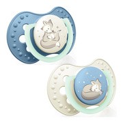 Canpol Lovi, smoczek silikonowy dynamiczny, Night&Day Boy, 0-6m, 2 szt.