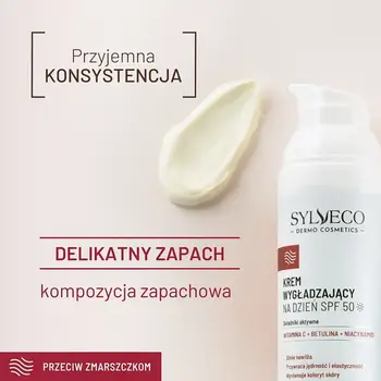 Sylveco Dermo Przeciw zmarszczkom, krem wygładzający na dzień SPF 50, 50 ml