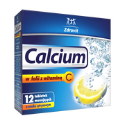 Calcium w folii z witaminą C, tabletki musujące o smaku cytrynowym, 12 szt.