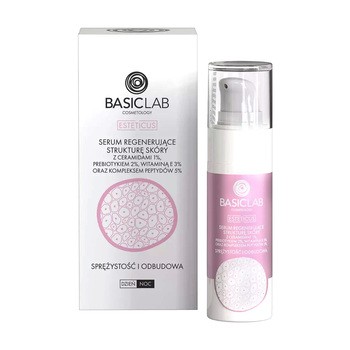 BasicLab Esteticus, serum, regenerujące z ceramidami 1% i kompleksem peptydów 5%, sprężystość i odbudowa, 50 ml