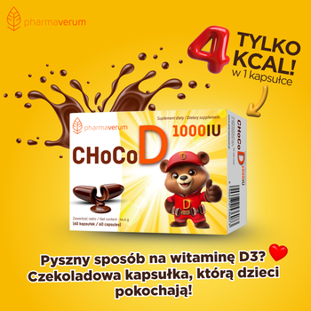 CHoCoD 1000 IU, kapsułki miękkie do żucia, smak czekoladowy, 60 szt.