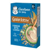 Gerber, Grain&grow, kaszka 8 zbóż z lipą, 6 m+, 200 g
