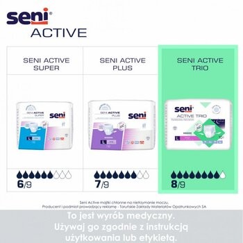 Seni Active Trio, elastyczne majtki chłonne, rozmiar M, 10 szt.