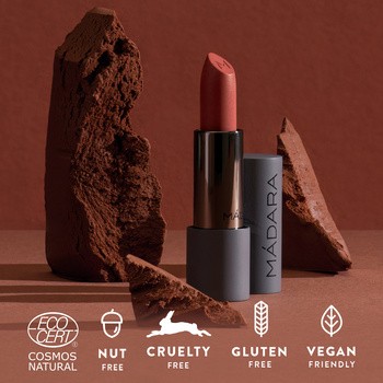Madara Velvet Matte Cream Lipstick, matowa pomadka o satynowym wykończeniu, Magma, 3,8 g
