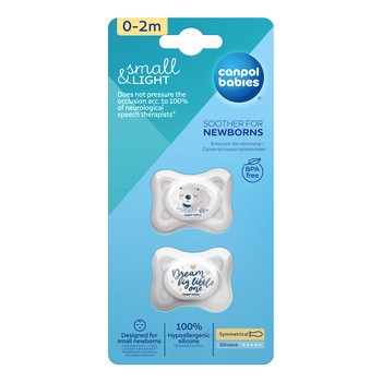 Canpol Babies, smoczek silikonowy, symetryczny, Mini, 0-2 m, grey, 2 szt.