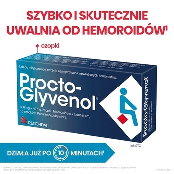 Procto-Glyvenol, 400 mg + 40 mg, czopki doodbytnicze, 10 szt.