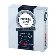 Mister Size, prezerwatywy, 60 mm, 64 mm i 69 mm, pakiet próbny szeroki, 3 szt.